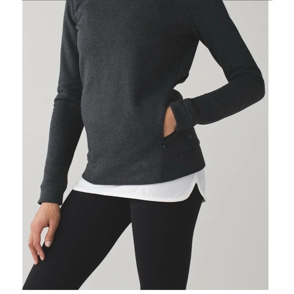 Lululemon &Go Endeavor long sleeve sweatshirt heathered black‎ back cutout 6